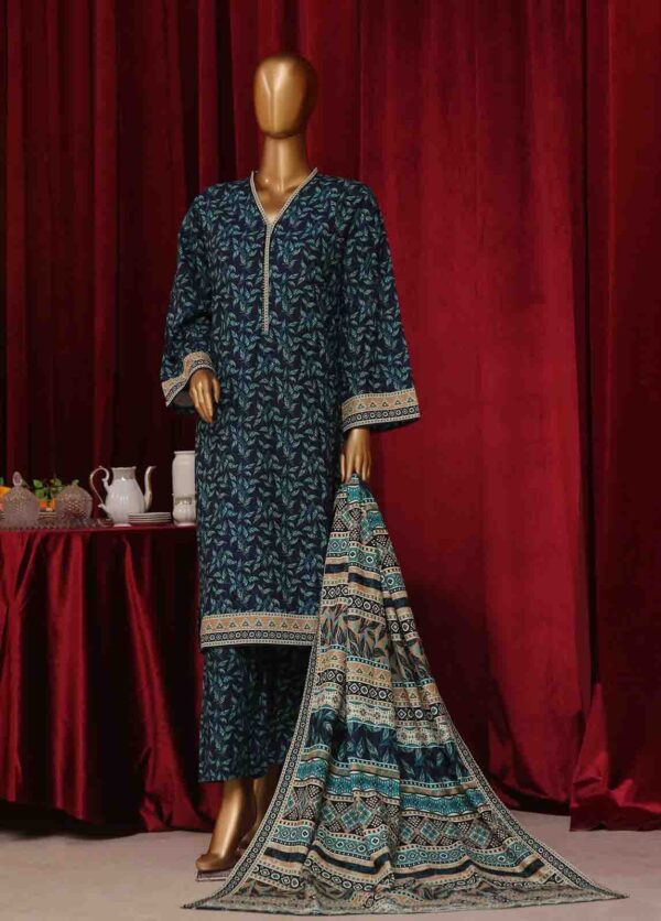 Bin Saeed Stitched 3 Piece Exclusive Printed Khaddar Collection'2024 - Image 2