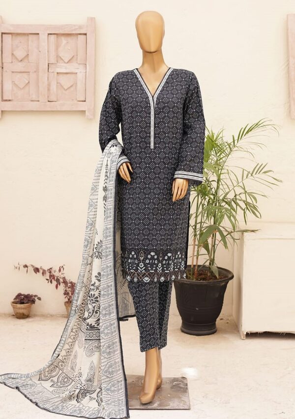 Bin Saeed Stitched 3 Piece Embroidered Lawn Collection'2024 - Image 3