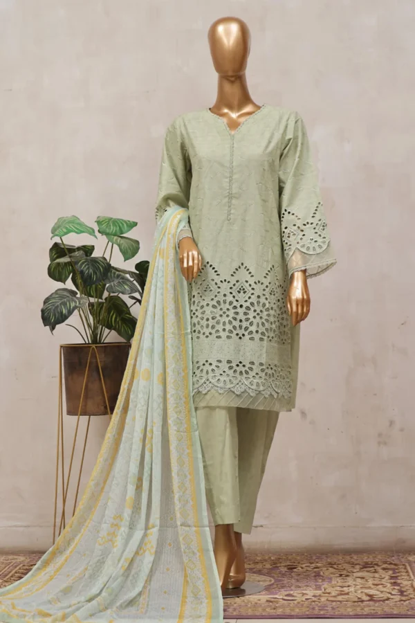 Bin Saeed Stitched 3 Piece Embroidered  Chicken Kari Lawn Collection'2024 - Image 2