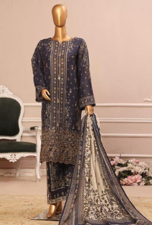 Bin Saeed Stitched 3 Piece Embroidered Chicken Kari Lawn Collection'2025 - Image 2