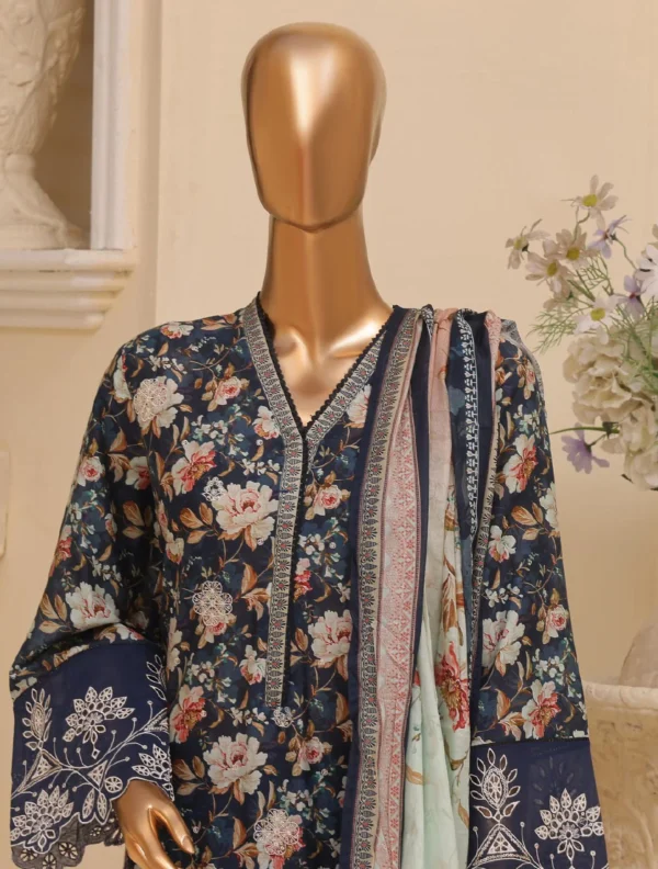 Bin Saeed Stitched 3 Piece Embroidered Chicken Kari Lawn Collection'2025