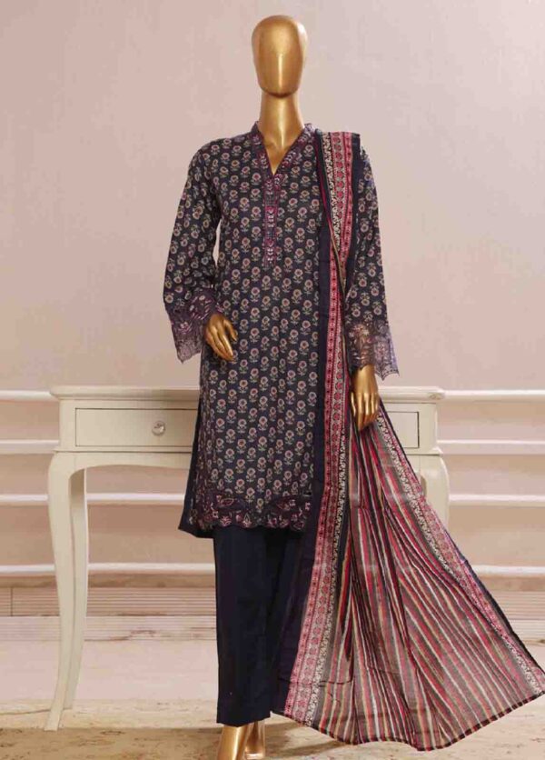 Bin Saeed Stitched 3 Piece Embroidered Chicken Kari Lawn Collection'2025 - Image 4