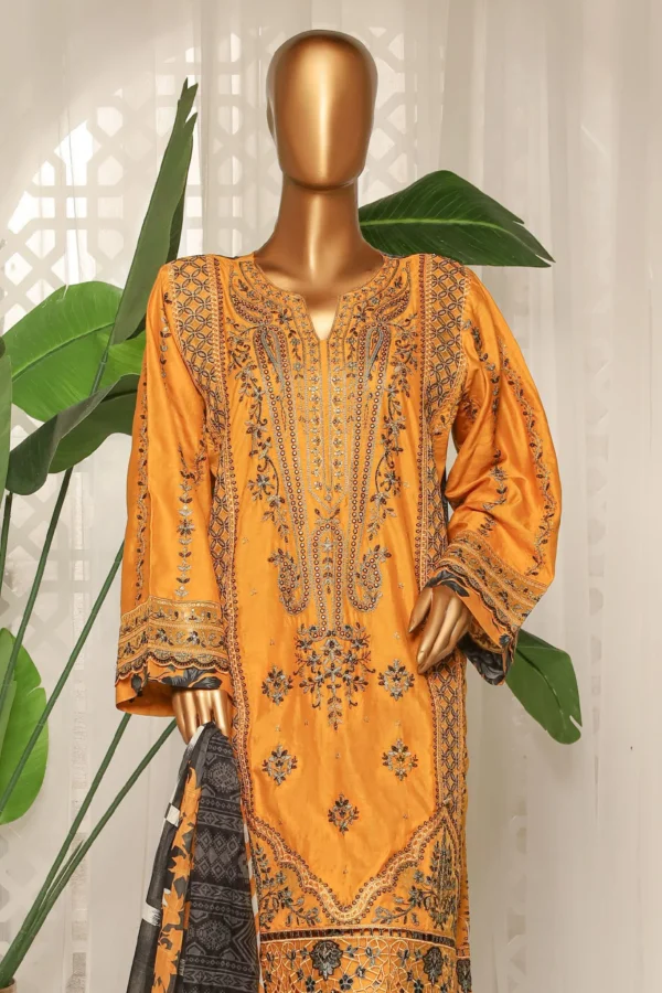 Bin Saeed Stitched 3 Piece Embroidered Luxury Plain Cotton With Printed Back Collection'2025 - Image 2