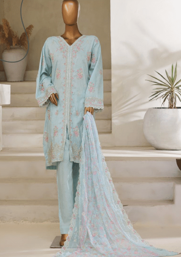 Bin Saeed Stitched 3 Piece Embroidered Luxury Lawn Collection'2025 - Image 2